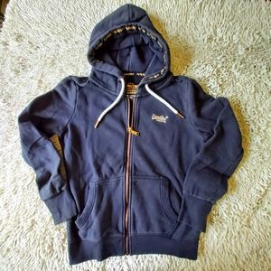 SuperDry navy blue full zip hooded sweatshirt - size 8